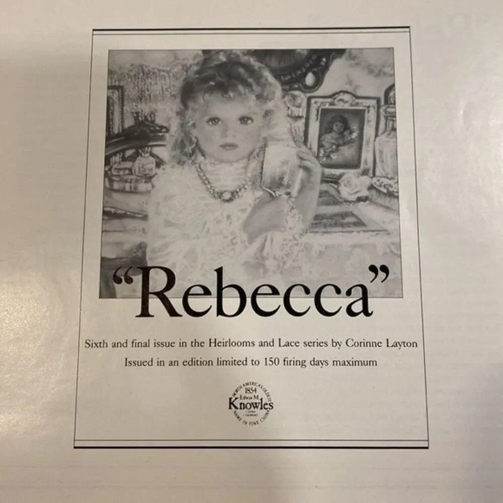 Heirlooms & Lace Rebecca Collector’s #6 Plate in Series By Corinne Layton 3879A